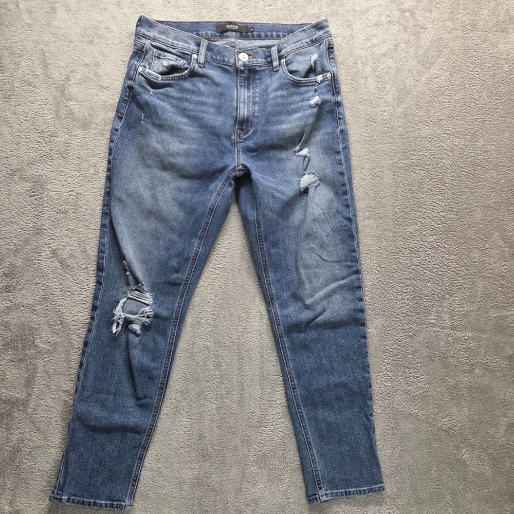 Hudson Jeans Womens 30 Blue Lana Boyfriend All My Love Destroyed Stretch Denim